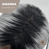 JBEXTENSION 16 Inches Grey Silver with Dark Root Pre-Cut Arc Snowflake Lace Frontlace Glueless Wig AMANDA SNOWFLAKE【BENDY EAR TABS】