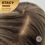 JBEXTENSION STACY MONO Monofilament Handmade Wig 6X5 Full Monofilament Hand Tied Top Wig 18 Inches Mix Blonde Mono Lace Wig with Anti-slip Silicone Strips Glueless Wig STACY MONO - MIX BLONDE【BENDY EAR TABS】