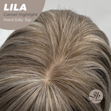 JBEXTENSION 20 Inches Scalpiana Camel Highlight Wolf Cut 3.5X4 Hard Silky Top Natural Scalp Effect Wig With Bangs LILA CAMEL HIGHLIGHT