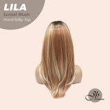 JBEXTENSION 20 Inches Scalpiana Sunset Blush Wolf Cut 3.5X4 Hard Silky Top Natural Scalp Effect Wig With Bangs LILA SUNSET BLUSH