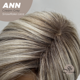 JBEXTENSION 10 Inches Cream Grey Pre-Cut Side Part Snowflake Lace Frontlace Glueless Wig ANN CREAM GREY【BENDY EAR TABS】