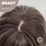JBEXTENSION 12 Inches Scalpiana Wave Light Mix Blonde 3.5X4 Hard Silky Top Natural Scalp Effect Wig with Bangs BRADY LIGHT MIX BLONDE