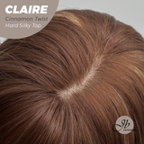 JBEXTENSION 22 Inches Scalpiana Cinnamon Twist 3.5X4 Hard Silky Top Natural Scalp Effect Women Wig with Bangs CLAIRE SILKY TOP - CINNAMON TWIST