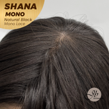 JBEXTENSION SHANA MONO Monofilament Handmade Wig 6X5 Full Monofilament Hand Tied Top Wig 10 Inches Natural Black Mono Lace Handmade Futura Fiber Wig With Anti-slip Silicone Strips Glueless Wig SHANA MONO NATURAL BLACK【BENDY EAR TABS】