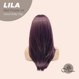 JBEXTENSION 20 Inches Scalpiana Red Purple Highlight Wolf Cut 3.5X4 Hard Silky Top Natural Scalp Effect Wig With Bangs LILA RED PURPLE HIGHLIGHT
