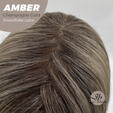 JBEXTENSION 21 Inches Straight Champagne Gold Pre-Cut T Part Snowflake Lace Frontlace Glueless Wig AMBER CHAMPAGNE GOLD【BENDY EAR TABS】