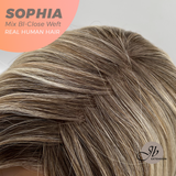 JBEXTENSION 12 Inches Mix Blonde Pre-Cut Free Part Frontlace Glueless Real Human Hair Wig SOPHIA MIX BLONDE - Close Weft【BENDY EAR TABS】