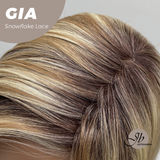JBEXTENSION 16 Inches Mix Blonde Pre-Cut Side Part Snowflake Lace Frontlace Glueless Wig GIA【BENDY EAR TABS】