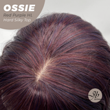JBEXTENSION 22 Inches Scalpiana Long Wave Red Purple Highlight 3.5X4 Hard Silky Top Natural Scalp Effect Wig with Bangs OSSIE RED PURPLE HIGHLIGHT