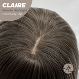 JBEXTENSION 22 Inches Scalpiana Blonde Highlight 3.5X4 Hard Silky Top Natural Scalp Effect Women Wig With Bangs CLAIRE SILKY TOP BLONDE HIGHLIGHT