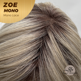JBEXTENSION ZOE MONO Monofilament Handmade Wig 6X5 Full Monofilament Hand Tied Top Wig 11 Inches Mix Blonde Mono Lace Wig with Anti-slip Silicone Strips Glueless Wig ZOE MONO - MIX BLONDE【BENDY EAR TABS】