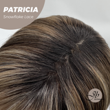 [PRE-ORDER] JBEXTENSION 17 Inches Dark Mix Blonde Pre-Cut T Part Snowflake Lace Frontlace Glueless Wig with Bangs PATRICIA【BENDY EAR TABS】
