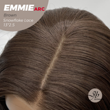 JBEXTENSION 26 Inches Long Curly Brown Pre-Cut Arc Snowflake Lace Frontlace Glueless Wig EMMIE ARC - BROWN【BENDY EAR TABS】