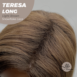 JBEXTENSION 22 Inches Long Light Brown Pre-Cut Snowflake Lace Frontlace Glueless Wig TERESA LONG LIGHT BROWN【PERMATEASE】【BENDY EAR TABS】- M/L