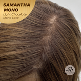 JBEXTENSION SAMANTHA MONO Full Monofilament Handmade Full Lace Full Hand Tied Wig 17 Inches Light Chocolate Mono Lace Handmade Futura Fiber Wig with Anti-slip Silicone Strips Glueless Wig SAMANTHA MONO LIGHT CHOCOLATE【BENDY EAR TABS】