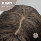 JBEXTENSION 28 Inches Scalpiana Body Wave Cold Brown 3.5X4 Hard Silky Top Natural Scalp Effect Wig with Bangs DEMI