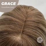 JBEXTENSION 15 Inches Mix Blonde Wave Pre-Cut T Part Snowflake Lace Frontlace Glueless Wig GRACE【BENDY EAR TABS】