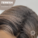 JBEXTENSION 18 Inches Pine Cones Pre-Cut Snowflake Lace Frontlace Glueless Wig TERESA PINE CONES【PERMATEASE】【BENDY EAR TABS】