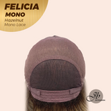JBEXTENSION FELICIA MONO Full Monofilament Handmade Full Lace Full Hand Tied Wig 11 Inches Hazelnut Mono Lace Handmade Futura Fiber Wig with Anti-slip Silicone Strips Glueless Wig FELICIA MONO - HAZELNUT【BENDY EAR TABS】