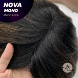 JBEXTENSION NOVA MONO Monofilament Handmade Wig 6X5 Full Monofilament Hand Tied Top Wig 25 Inches Ombre Brown Curly Mono Lace Handmade Futura Fiber Glueless Black Sapphire Wig NOVA MONO【BENDY EAR TABS】