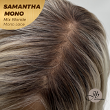 JBEXTENSION SAMANTHA MONO Full Monofilament Handmade Full Lace Full Hand Tied Wig 17 Inches Mix Blonde Mono Lace Handmade Futura Fiber Wig with Anti-slip Silicone Strips Glueless Wig SAMANTHA MONO MIX BLONDE【BENDY EAR TABS】
