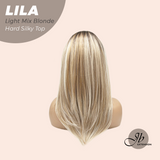 JBEXTENSION 20 Inches Scalpiana Light Mix Blonde Wolf Cut 3.5X4 Hard Silky Top Natural Scalp Effect Wig With Bangs LILA LIGHT MIX BLONDE