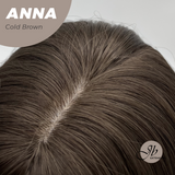 JBEXTENSION 28 Inches Long Curly Cold Brown Wig with Bangs ANNA COLD BROWN
