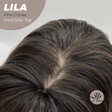 JBEXTENSION 20 Inches Scalpiana Pine Cones Wolf Cut 3.5X4 Hard Silky Top Natural Scalp Effect Wig With Bangs LILA PINE CONES