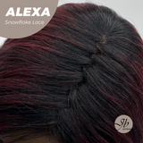 JBEXTENSION 20 Inches Curly Black Red Pre-Cut Arc Snowflake Lace Frontlace Glueless Black Sapphire Wig ALEXA【BENDY EAR TABS】