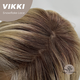 JBEXTENSION 18 Inches Mix Blonde Long Pre-Cut T Part Snowflake Lace Frontlace Glueless Wig VIKKI【BENDY EAR TABS】