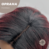 JBEXTENSION 23 Inches Curly Black Red Pre-Cut Frontlace Glueless Black Sapphire Wig OPRAHA