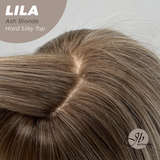 JBEXTENSION 20 Inches Scalpiana Ash Blonde Wolf Cut 3.5X4 Hard Silky Top Natural Scalp Effect Wig with Bangs LILA ASH BLONDE