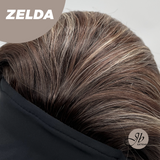 JBEXTENSION 14 Inches Wave Brown Highlight Chocolate‑Blonde Mix Headband Wig ZELDA