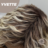 JBEXTENSION 14 Inches Extra Curly Blonde with Brown Highlight Wig Women Fashion Full Machine Wig YVETTE【PERMATEASE】