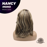 JBEXTENSION NANCY MONO Monofilament Handmade Wig 6X5 Full Monofilament Hand Tied Top Wig 14 Inches Dark Brown Curly Mono Lace Wig Glueless Black Sapphire Wig NANCY MONO - BLACK SAPPHIRE【BENDY EAR TABS】