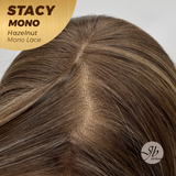 JBEXTENSION STACY MONO Monofilament Handmade Wig 6X5 Full Monofilament Hand Tied Top Wig 18 Inches Hazelnut Mono Lace Wig with Anti-slip Silicone Strips Glueless Wig STACY MONO - HAZELNUT【BENDY EAR TABS】