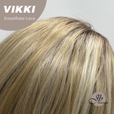 JBEXTENSION 18 Inches Mix Blonde Long Pre-Cut T Part Snowflake Lace Frontlace Glueless Wig VIKKI【BENDY EAR TABS】