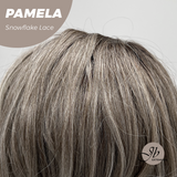 JBEXTENSION 18 Inches Curly Smog Ash Grey Pre-Cut Side Part Snowflake Lace Frontlace Glueless Wig PAMELA SNOWFLAKE【BENDY EAR TABS】