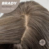 JBEXTENSION 12 Inches Scalpiana Wave Mix Blonde 3.5X4 Hard Silky Top Natural Scalp Effect Wig with Bangs BRADY MIX BLONDE