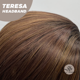 JBEXTENSION 18 Inches Wave Caramel Auburn Honey Balayage Headband Wig TERESA HEADBAND