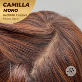 JBEXTENSION CAMILLA MONO Monofilament Handmade Wig 6X5 Full Monofilament Hand Tied Top Wig 20 Inches Reddish Copper Mono Lace Wig With Anti-slip Silicone Strips Glueless Wig CAMILLA MONO REDDISH COPPER【BENDY EAR TABS】