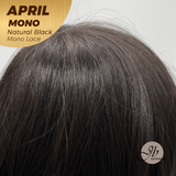 JBEXTENSION APRIL MONO Monofilament Handmade Wig 6X5 Full Monofilament Hand Tied Top Wig 18 Inches Natural Black Mono Lace Wig With Anti-slip Silicone Strips Glueless Wig APRIL MONO NATURAL BLACK【BENDY EAR TABS】