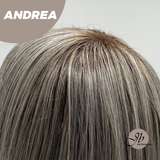 JBEXTENSION 18 Inches Ash Grey Wig with Bangs Women Fashion Full Machine Wig ANDREA【PERMATEASE】