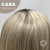 JBEXTENSION 16 Inches Mix Blonde Pre-Cut Side Part Snowflake Lace Frontlace Glueless Wig CARA【BENDY EAR TABS】
