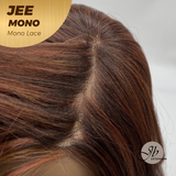 JBEXTENSION JEE MONO Monofilament Handmade Wig 6X5 Full Monofilament Hand Tied Top Wig 19 Inches Reddish Copper Mono Lace Wig with Anti-slip Silicone Strips Glueless Wig JEE MONO【BENDY EAR TABS】