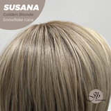JBEXTENSION 9 Inches Golden Blonde Pre-Cut Side Part Snowflake Lace Frontlace Glueless Wig SUSANA GOLDEN BLONDE【BENDY EAR TABS】