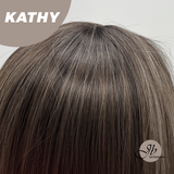 JBEXTENSION 26 Inches Long Curly Brown with Blonde Highlight Wig KATHY