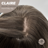 JBEXTENSION 22 Inches Scalpiana Blonde Highlight 3.5X4 Hard Silky Top Natural Scalp Effect Women Wig With Bangs CLAIRE SILKY TOP BLONDE HIGHLIGHT