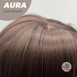 JBEXTENSION 26 Inches Long Cold Brown Wig with Bangs AURA COLD BROWN