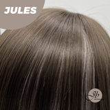 JBEXTENSION 28 Inches Long Straight Brown with Smog Pink Highlight Wig with Bangs JULES